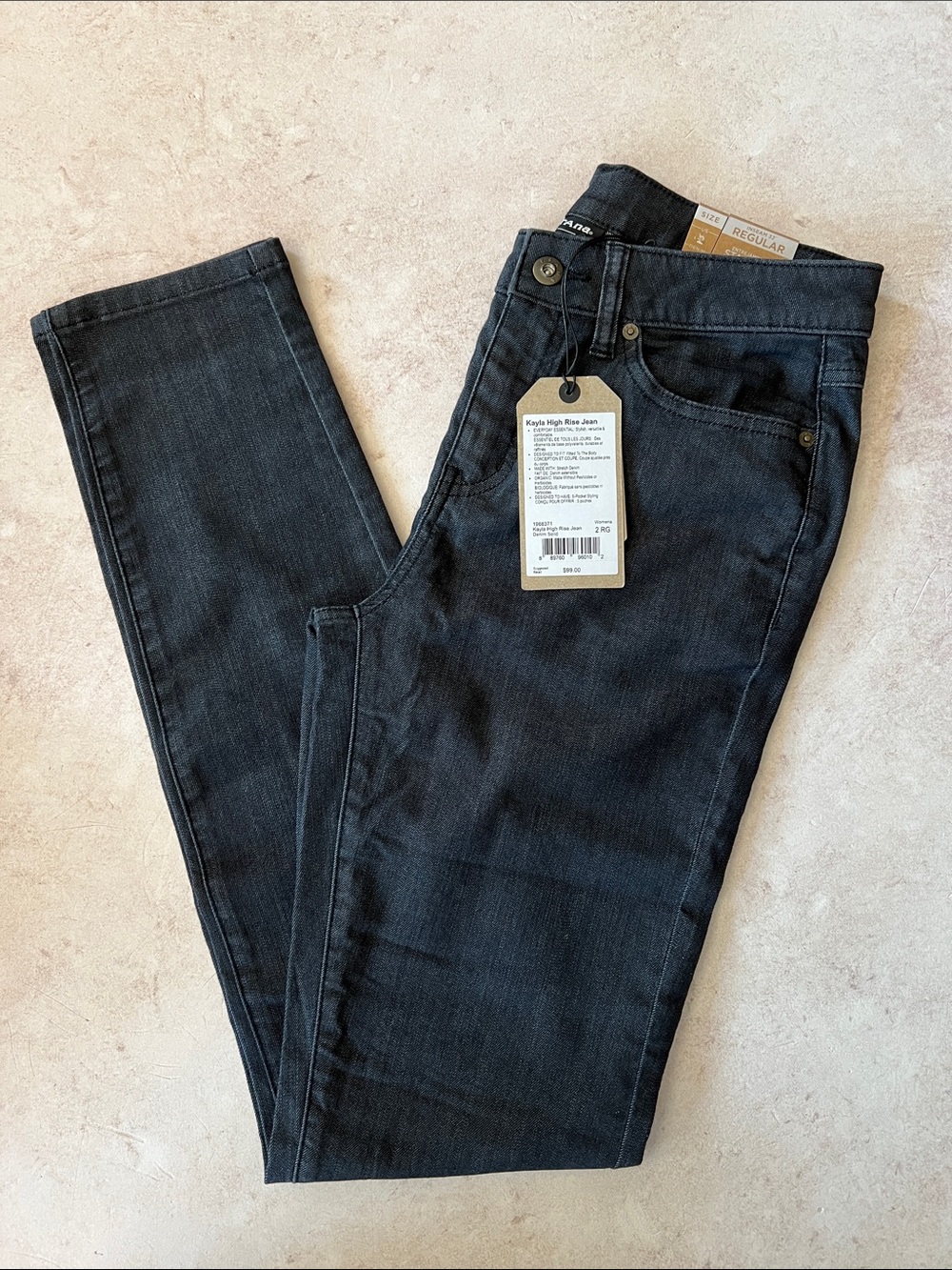 Prana Organic Black/Blue Fade-Kayla High-Rise Skinny Jeans Size 2/26x32 Stretch